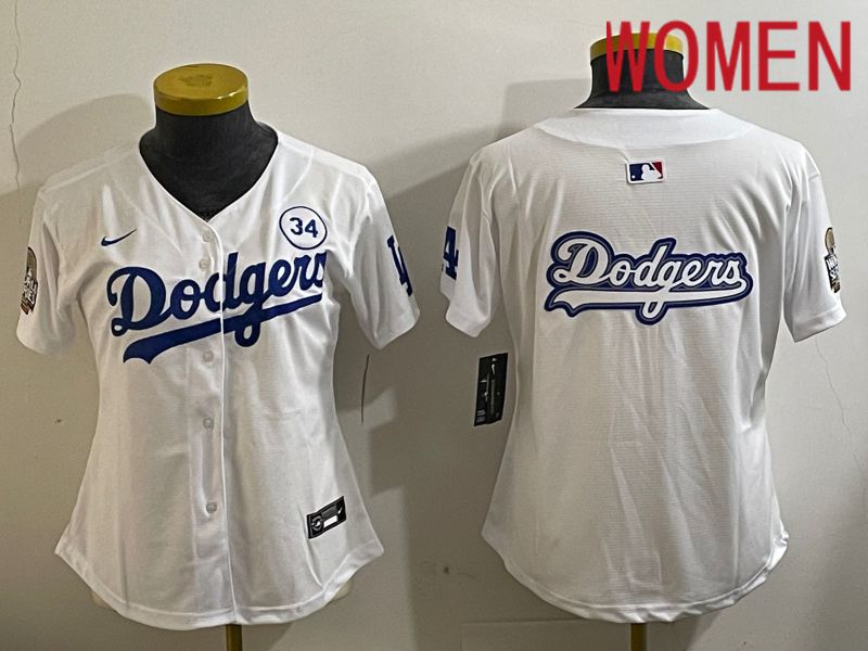 Women Los Angeles Dodgers Blank White Game 2024 Nike MLB Jersey style 11214->women mlb jersey->Women Jersey